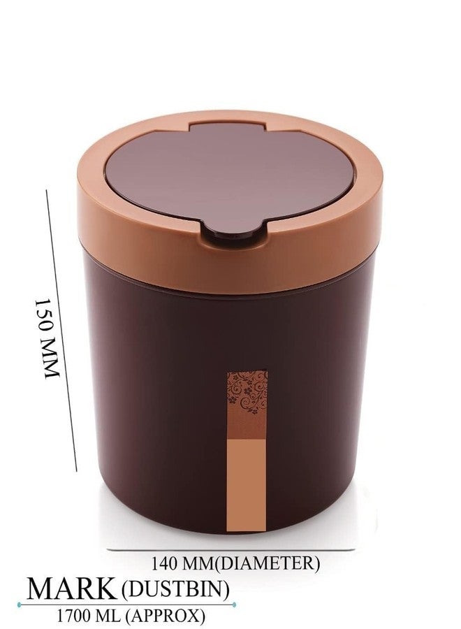 FASHRAMP Wastebasket Trash Can - Desktop Mini Plastic Waste Garbage Can with Swing Lid, Stylish Countertop Trash Bin Table Waste Paper Basket Round Small Trash Can (Mark Bin Flat Lid) - Image 3